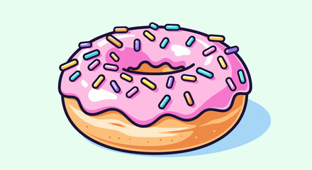 Delicious Donut with Pink Frosting and Colorful Sprinkles.