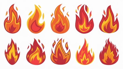 Ignite your creative projects with these vibrant flame elements, perfect for adding warmth and energy to designs that need a touch of fiery passion