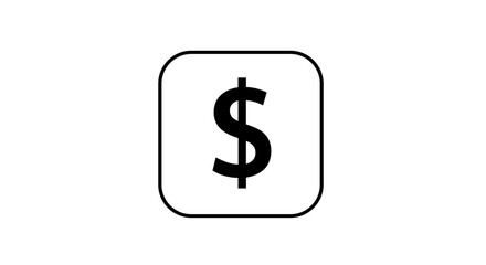 Dollar Sign Icon in Square Frame Finance and Currency Symbol.