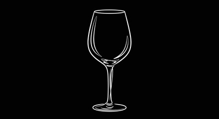 Elegant Empty Wine Glass Outline on a Dark Background.