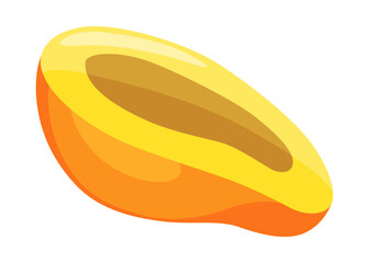 Half mango, tropical fruit vector illustration