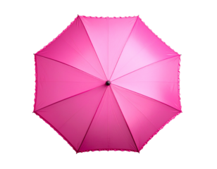  Vibrant Pink Umbrella with Scalloped Edge, Front Top View, Isolated on White Background 