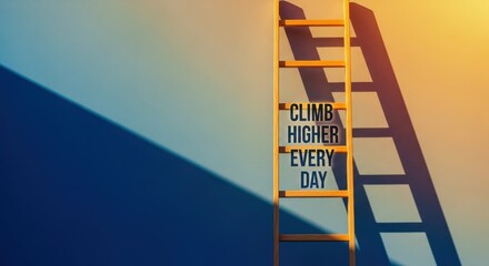 Yellow Ladder On Wall With Motivational Text Displayed
