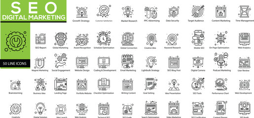 SEO, Marketing & Online Business Line Icon
