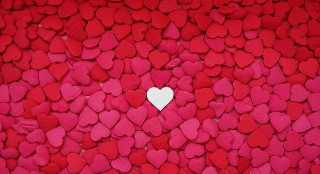 A collection of red and pink heart candies arranged together