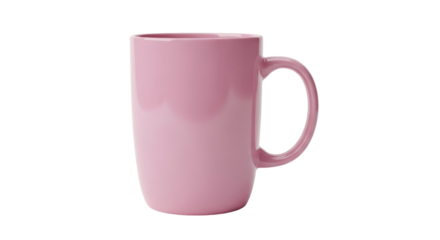 Isolated pink mug for hot drinks like coffee or tea, modern beverage container for cafe