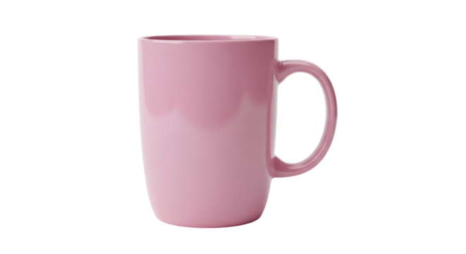 Isolated pink mug for hot drinks like coffee or tea, modern beverage container for cafe