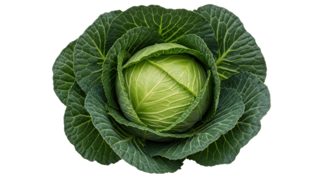 Isolated green cabbage head, fresh healthy vegetable for salad or side dish preparation