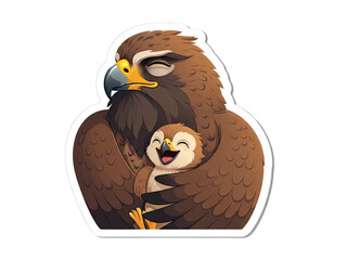 Mother and baby eagle sharing a tender moment together