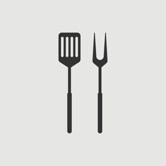 Vector Simple Isolated Spatula and Fork Icon