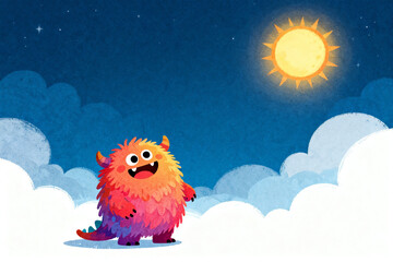 Colorful monster in night sky