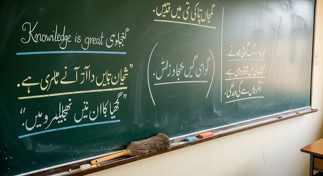 Urdu, blackboard, quotes, poetry, chalk, classroom, education, inspiration, motivation, wisdom, colorful, writing, learning, teacher, students, literature, language, culture, heritage, school, board, 