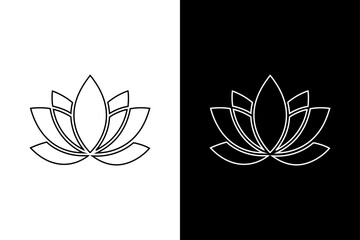 Lotus Blossom Icon — Calmness and Balance Symbol in Monochrome,