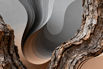 Tree bark and layered paper curves