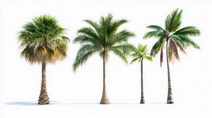 Tropical Palms Isolated Against White