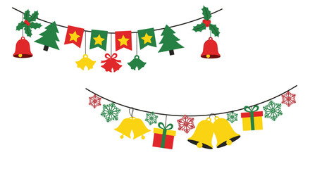 Fototapeta premium Festive holiday banners with christmas ornaments and decorations for seasonal celebrations.
