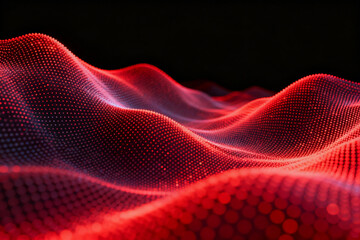 Red wave pattern of glowing dots
