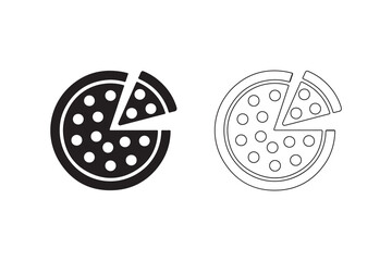 Pizza icon vector illustration isolated on white background, Fast food design