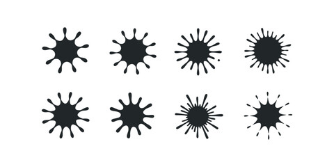 Collection of Eight Black Ink Splatter Shapes