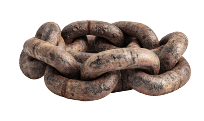 Close-up shot of a pile of brown, sausage-like links, possibly a food item.