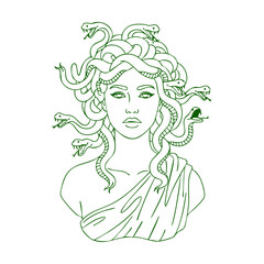 Line Art Illustration of Medusa