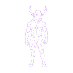 Line Art Illustration of Minotaur