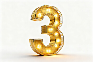 Golden number three with grid pattern