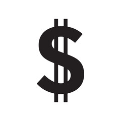 Dollar sign icon silhouette vector flat illustration design on white background