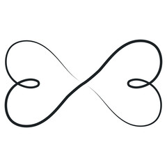 Elegant decorative infinity flourish one line, two hearts, endless love