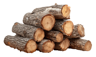 Close-up shot of a pile of cut firewood logs, showing the texture and details.