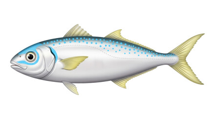 Isolated Spanish Mackerel with blue spots swims in a vector illustration isolated