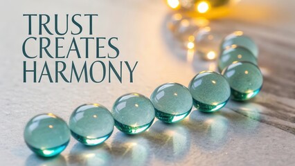 Polished glass beads arranged on a reflective surface
