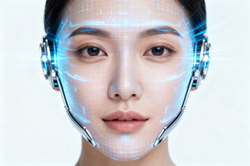 Facial scanning technology on woman