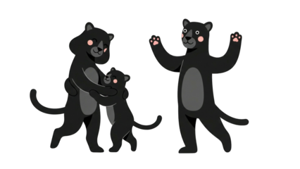Playful black panthers interacting in a joyful scene