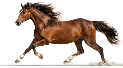 Fototapeta premium Brown Horse Galloping isolated on white background.