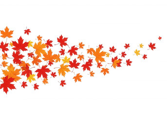 Autumn leaves falling on black isolated on a transparent background