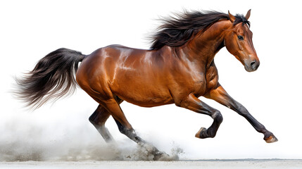 Obraz premium Brown Horse Galloping isolated on white background.