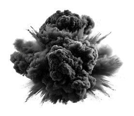 Explosion of smoke and dust urban area visual content action isolated on transparent background