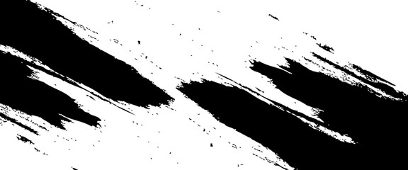 Vector grunge brush strokes texture rough black scratches for paint splatter template. Black and white grunge frame