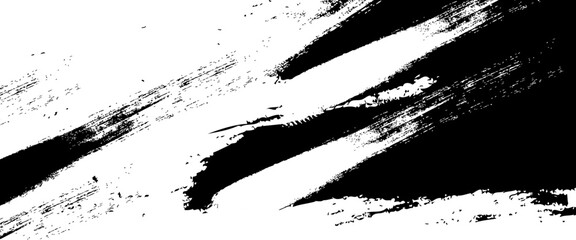Vector grunge brush strokes texture rough black scratches for paint splatter template. Black and white grunge frame