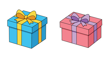 Two colorful gift boxes with ribbons a charming celebratory illustration