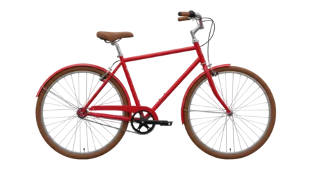 Fototapeten Fahrrad Isolated red bicycle with leather seat and brown tires for city transport, clean image  © Friedrich