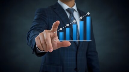 Businessman Touching Digital Bar Graph Representing Growth