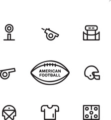 American football icons for sport and game design