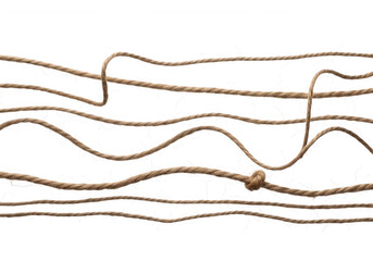 Tangled twine strands isolated on a transparent background