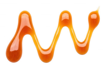 Golden caramel drizzle isolated on a transparent background