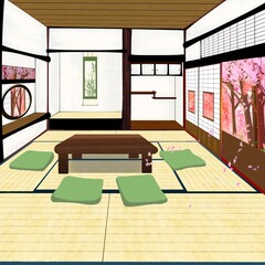 桜のある和室