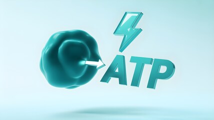 Cell and atp with energy symbol, representing cellular energy transfer.