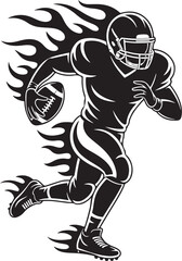 Obraz premium Dynamic football player sprints with flaming energy