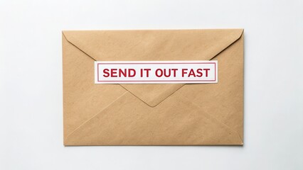 Brown Envelope With a Label Saying Send It Out Fast